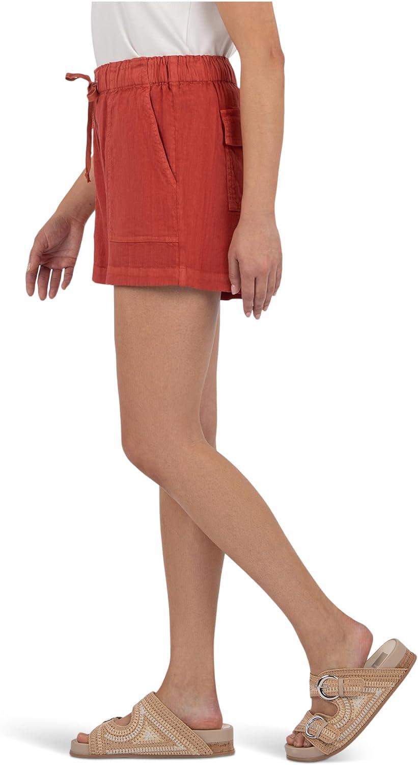 image:imageKUT from The Kloth Womens Katana HighRise Shorts Drawstring with Porkchop PocketsClay