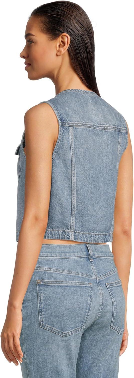 image:imageMadewell womens Round Neck Button Denim Shell in Robertson WashRobertson Wash