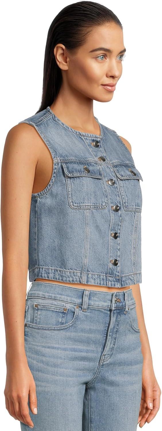 image:imageMadewell womens Round Neck Button Denim Shell in Robertson WashRobertson Wash