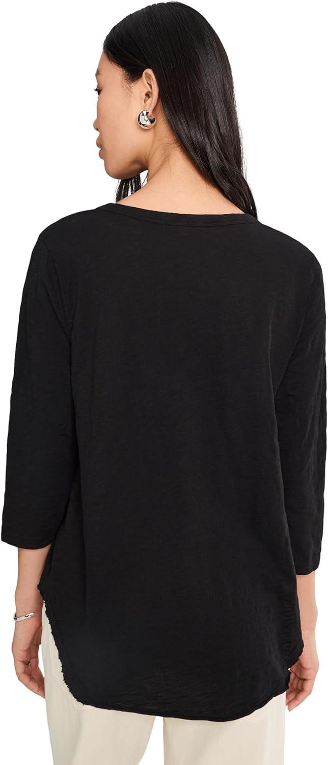 image:imageModODoc Womens 34 Sleeve VNeck Curved Hem Tee ShirtBlack