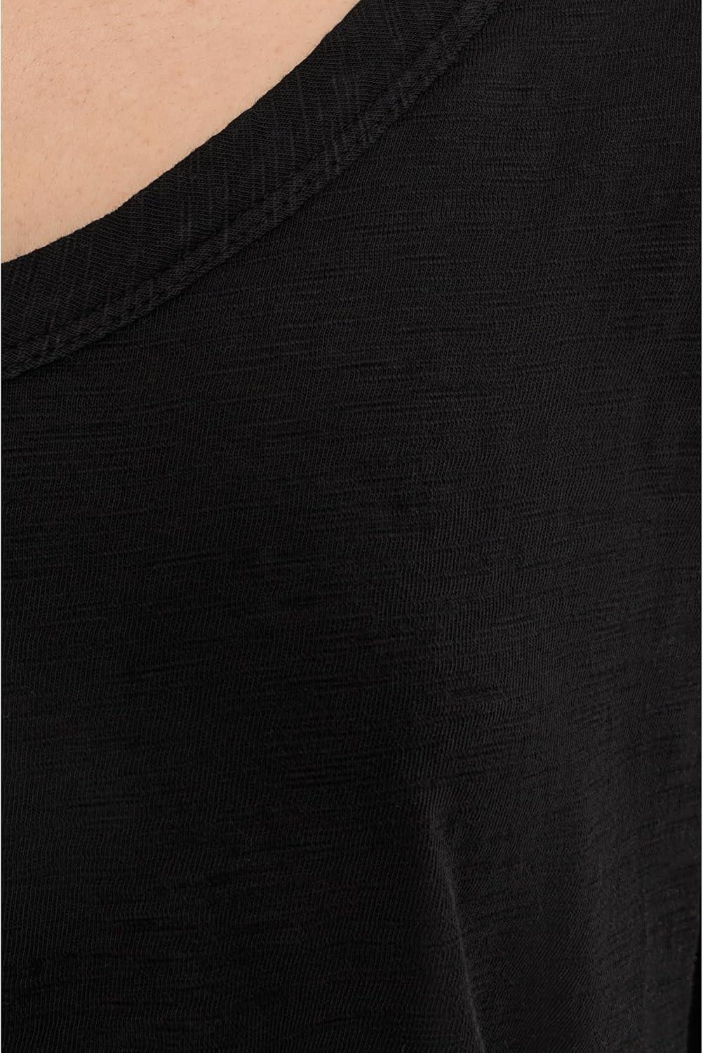 image:imageModODoc Womens 34 Sleeve VNeck Curved Hem Tee ShirtBlack