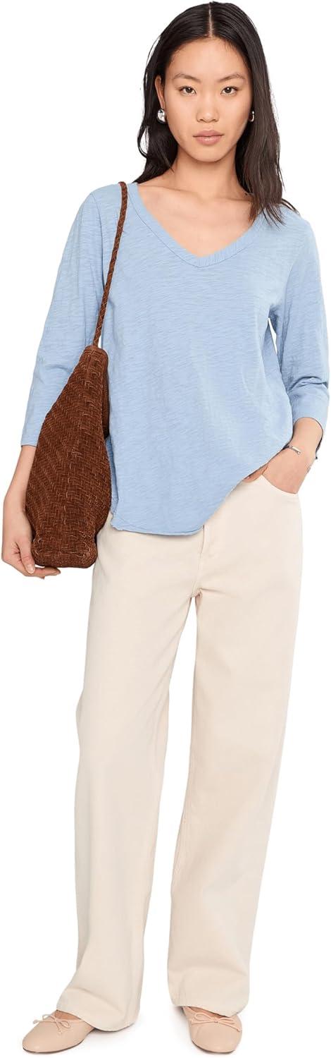image:imageModODoc Womens 34 Sleeve VNeck Curved Hem Tee ShirtFrost