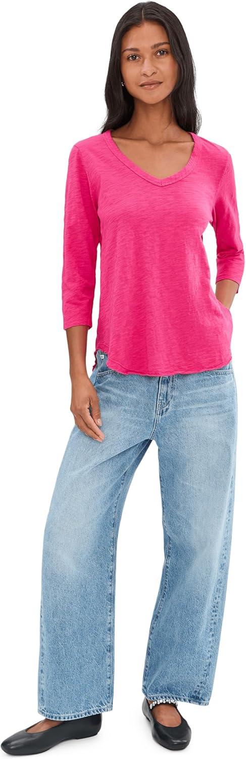 image:imageModODoc Womens 34 Sleeve VNeck Curved Hem Tee ShirtFruit Punch