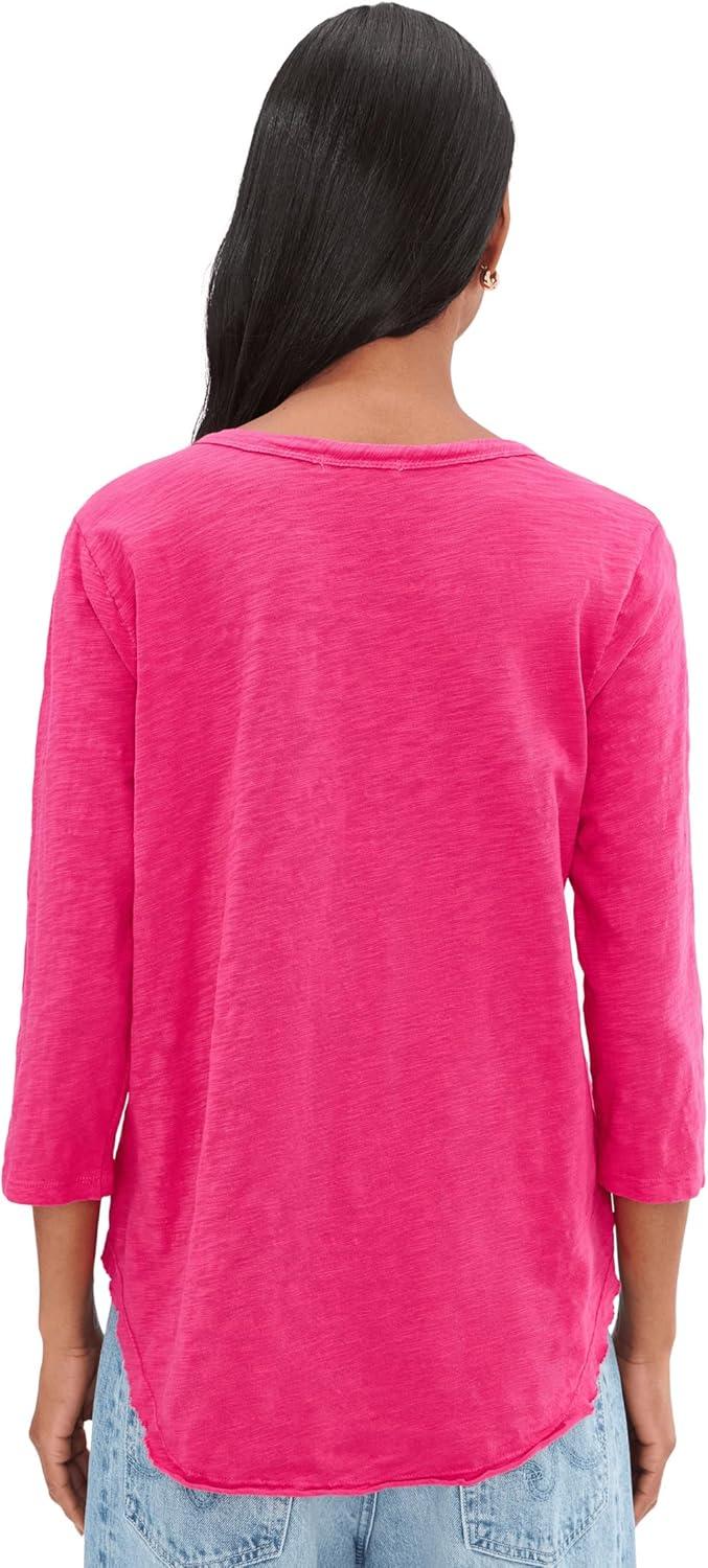 image:imageModODoc Womens 34 Sleeve VNeck Curved Hem Tee ShirtFruit Punch