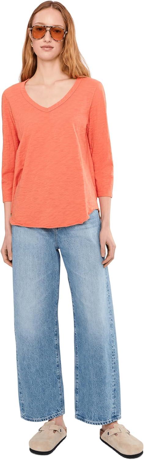 image:imageModODoc Womens 34 Sleeve VNeck Curved Hem Tee ShirtTiger Lily