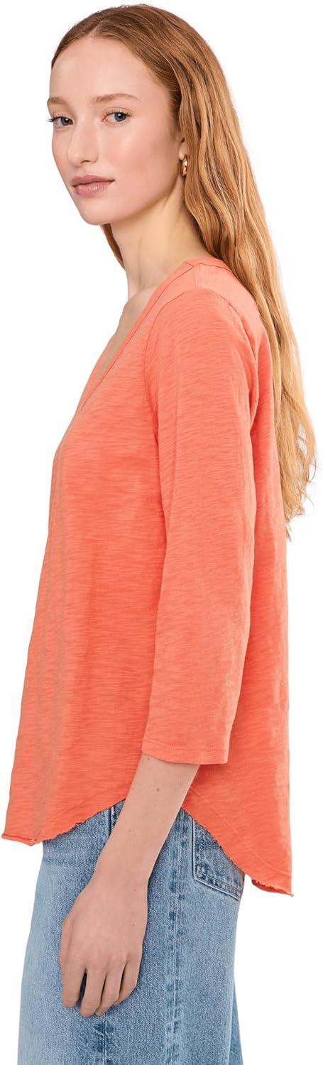 image:imageModODoc Womens 34 Sleeve VNeck Curved Hem Tee ShirtTiger Lily