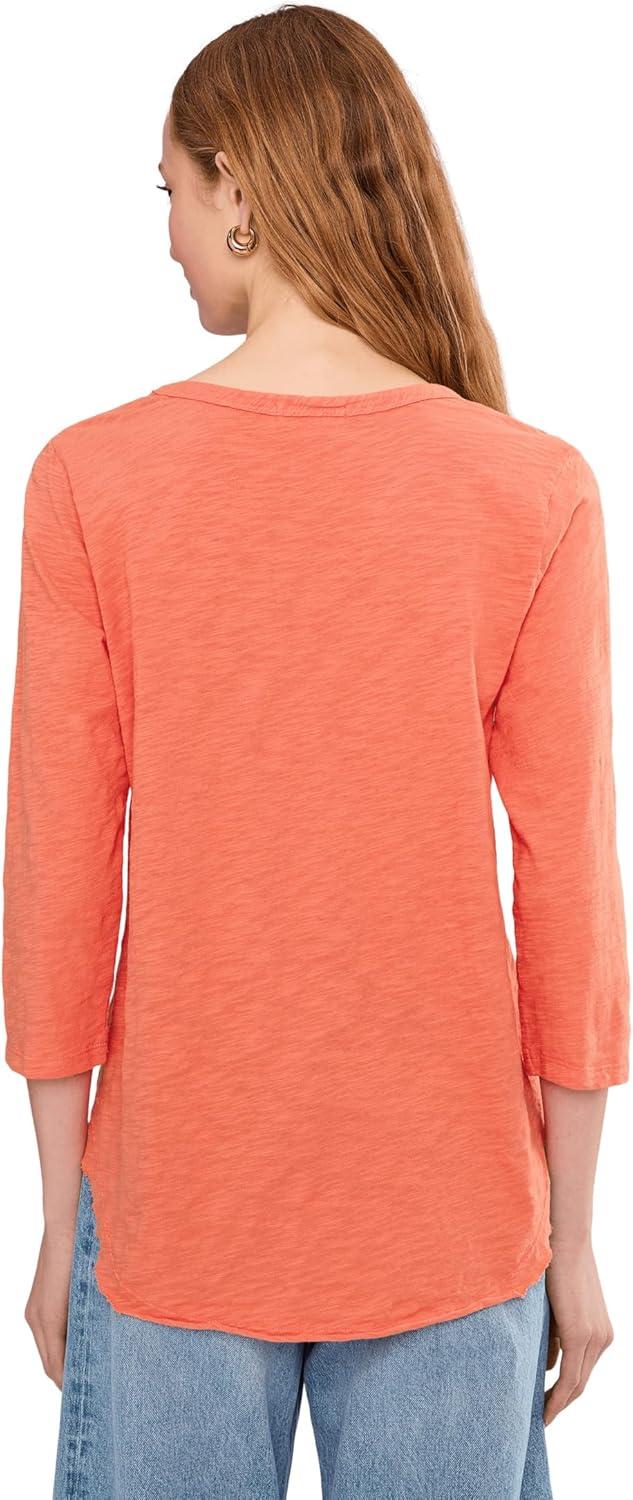 image:imageModODoc Womens 34 Sleeve VNeck Curved Hem Tee ShirtTiger Lily