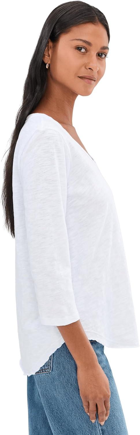 image:imageModODoc Womens 34 Sleeve VNeck Curved Hem Tee ShirtWhite Halo