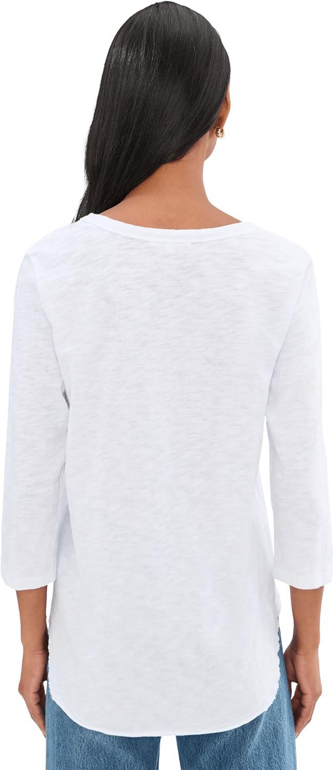 image:imageModODoc Womens 34 Sleeve VNeck Curved Hem Tee ShirtWhite Halo