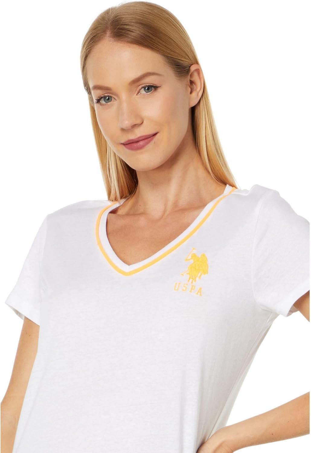 image:imageNeon VNeck Tee by US Polo AssnWhite With Orange