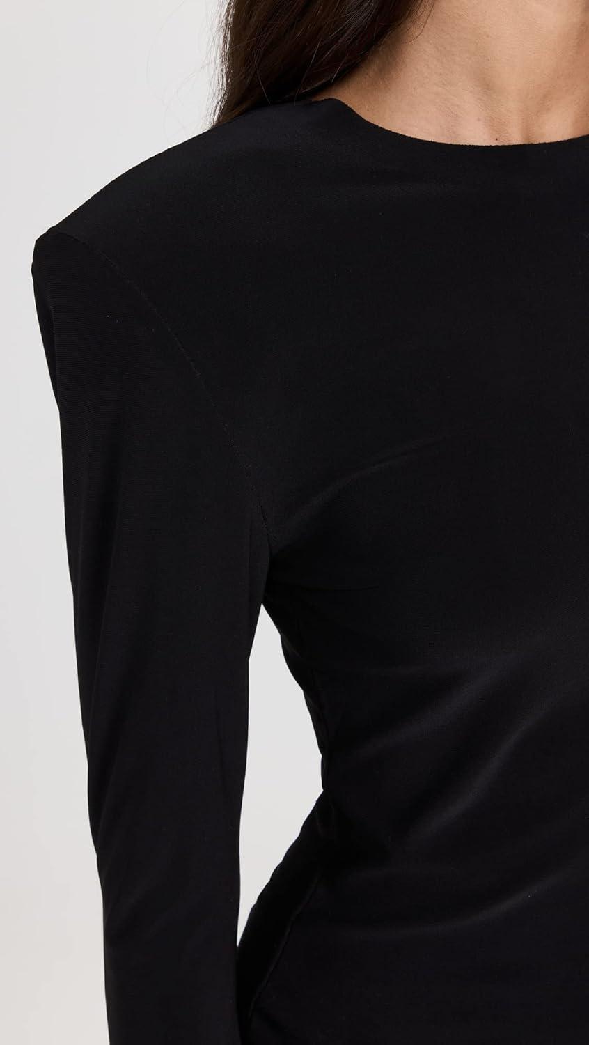image:imageNorma Kamali Womens Shoulder Pad Long Sleeve Crew TopBlack