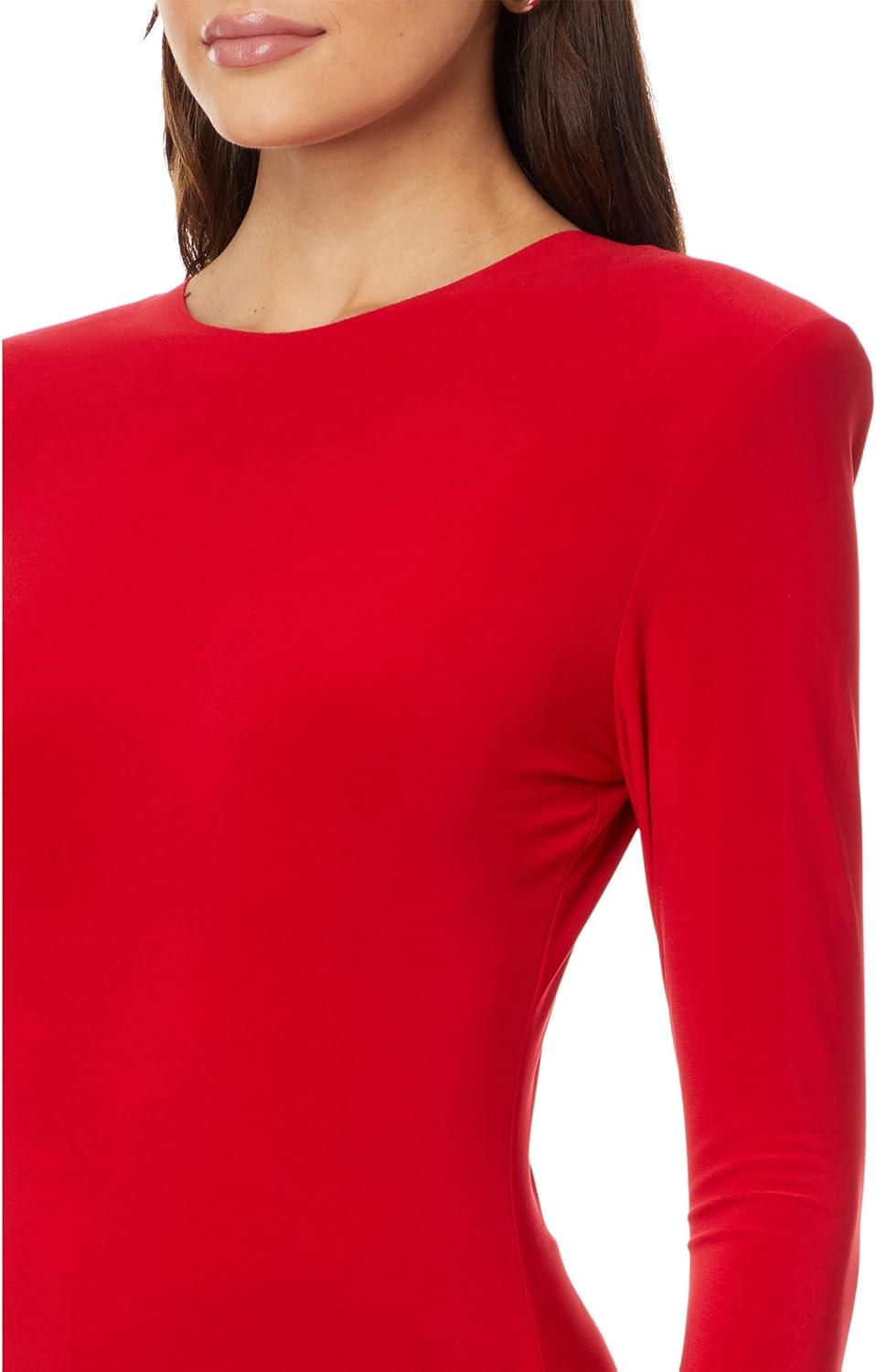 image:imageNorma Kamali Womens Shoulder Pad Long Sleeve Crew TopTiger Red