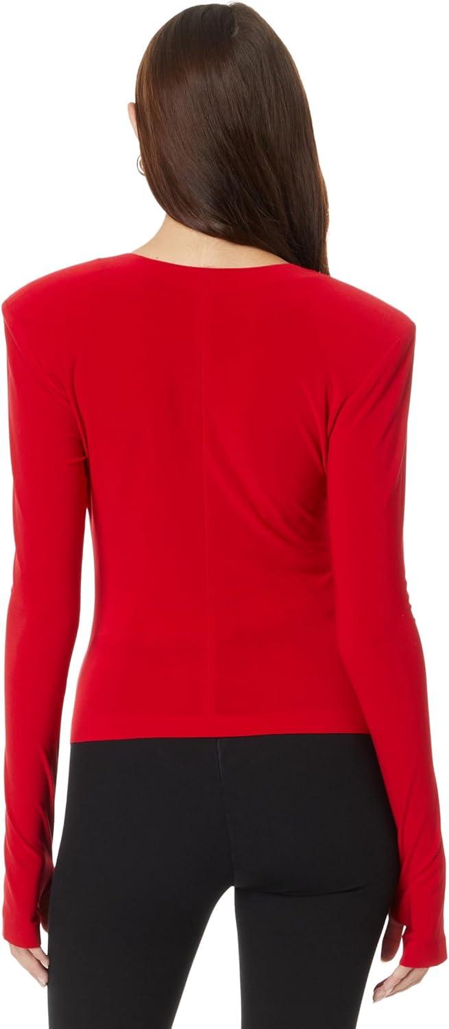 image:imageNorma Kamali Womens Shoulder Pad Long Sleeve Crew TopTiger Red