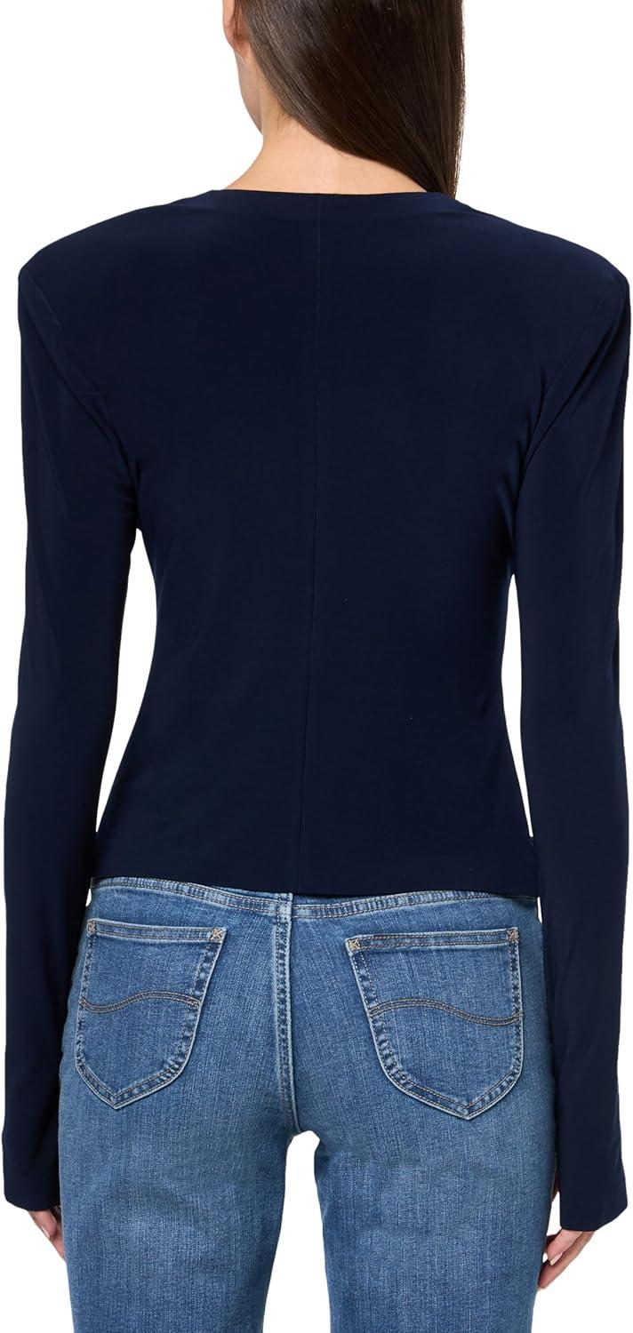 image:imageNorma Kamali Womens Shoulder Pad Long Sleeve Crew TopTrue Navy