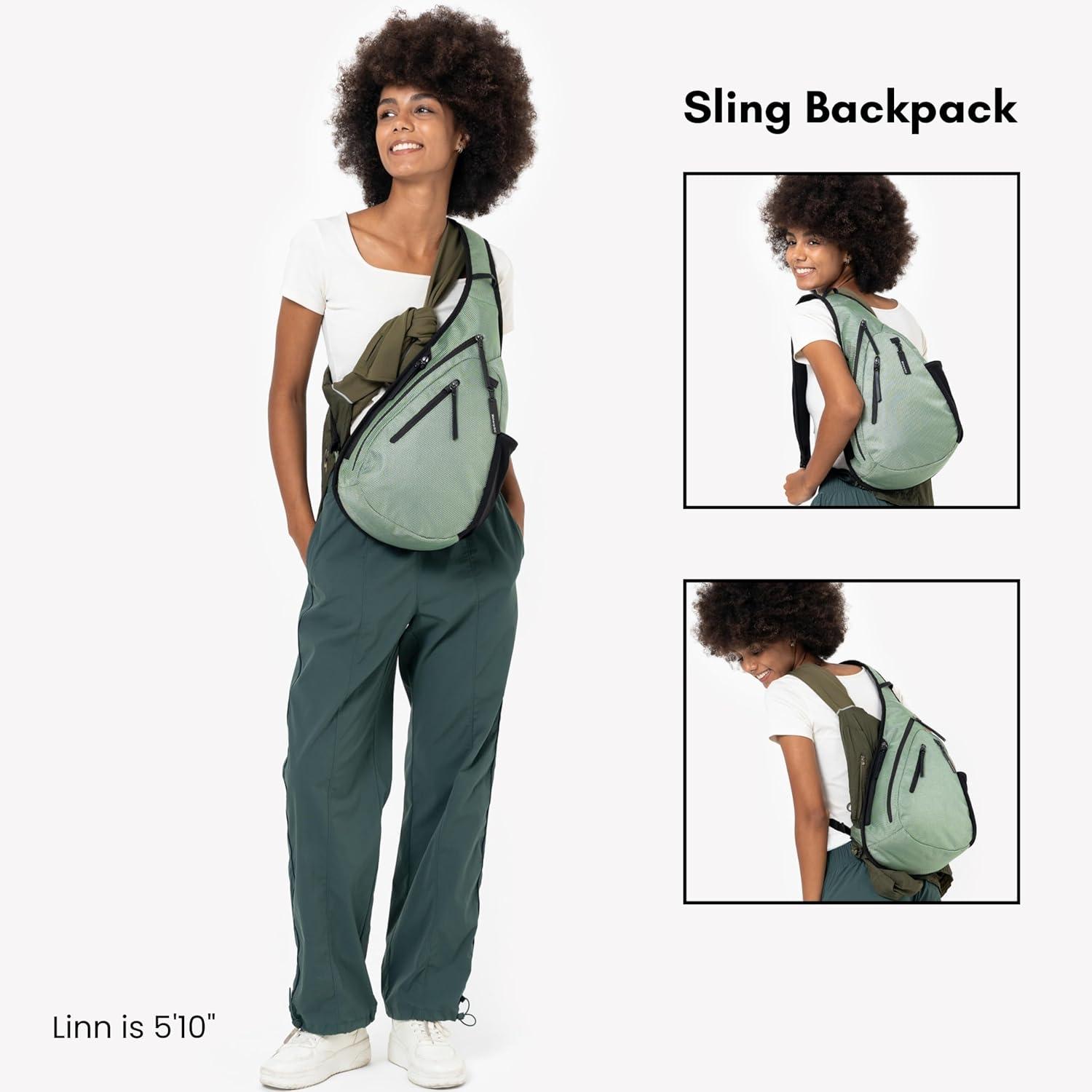 image:imageSherpani Esprit Anti Theft Sling Bag Sling Backpack 10L Travel Bag Crossbody Backpack Travel Gift for Women Fits 10 Inch Tablet MoroccoAloe Mist Signature