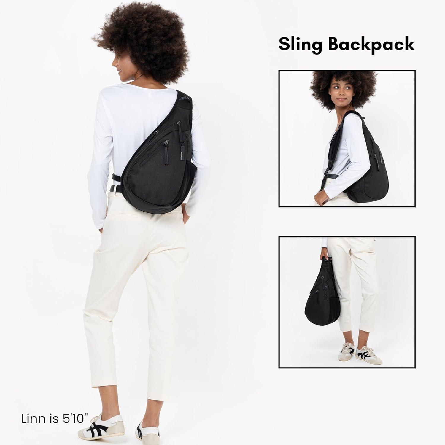 image:imageSherpani Esprit Anti Theft Sling Bag Sling Backpack 10L Travel Bag Crossbody Backpack Travel Gift for Women Fits 10 Inch Tablet MoroccoCarbon Signature