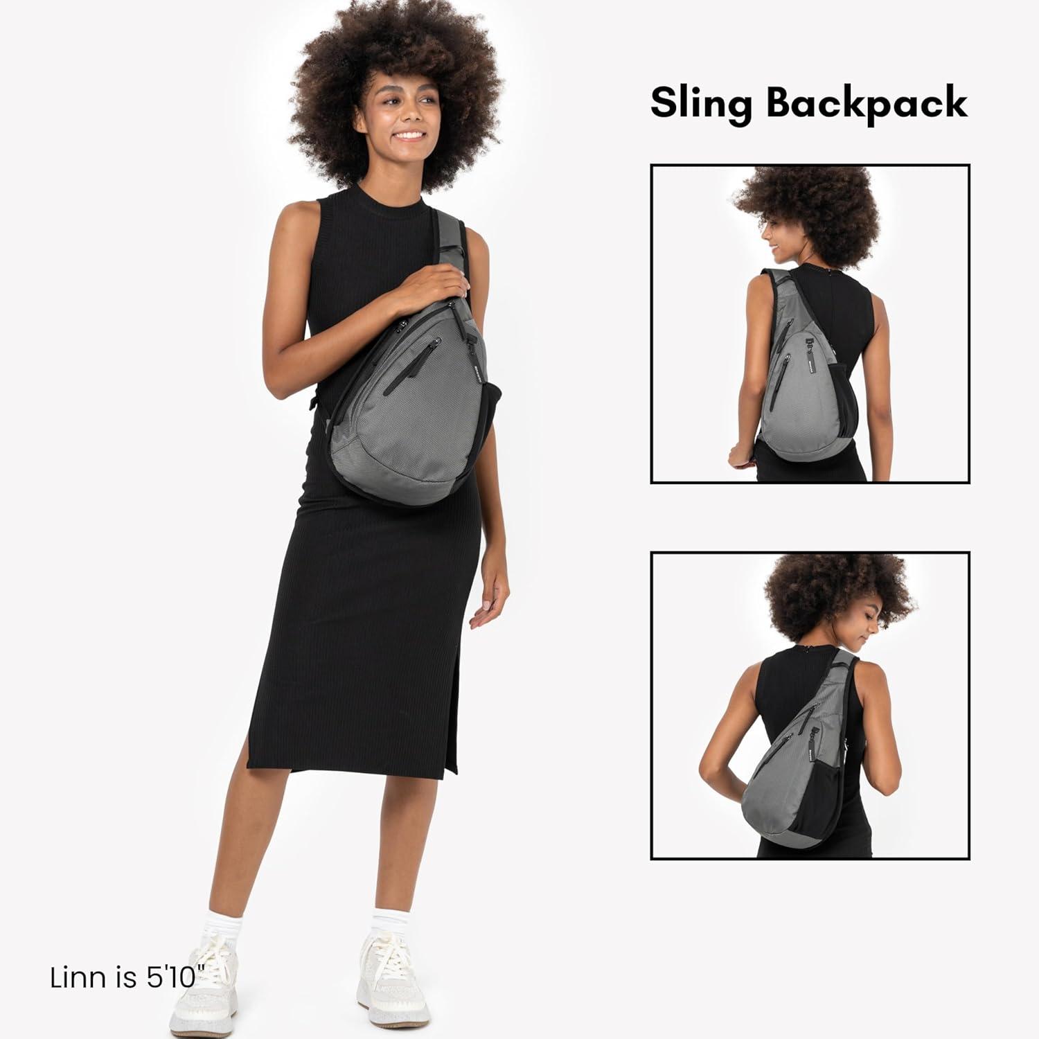 image:imageSherpani Esprit Anti Theft Sling Bag Sling Backpack 10L Travel Bag Crossbody Backpack Travel Gift for Women Fits 10 Inch Tablet MoroccoGranite Signature