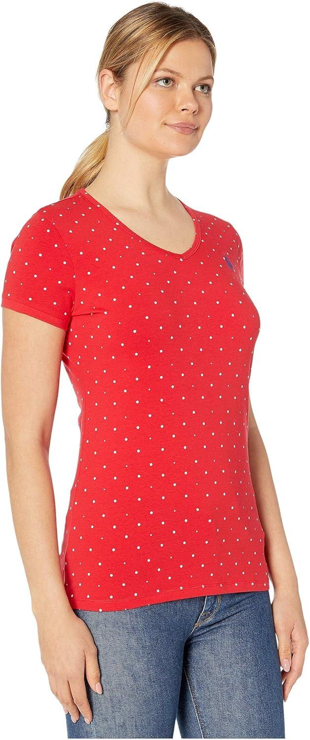 image:imageVNeck TShirt with DotsRacing Red 4970