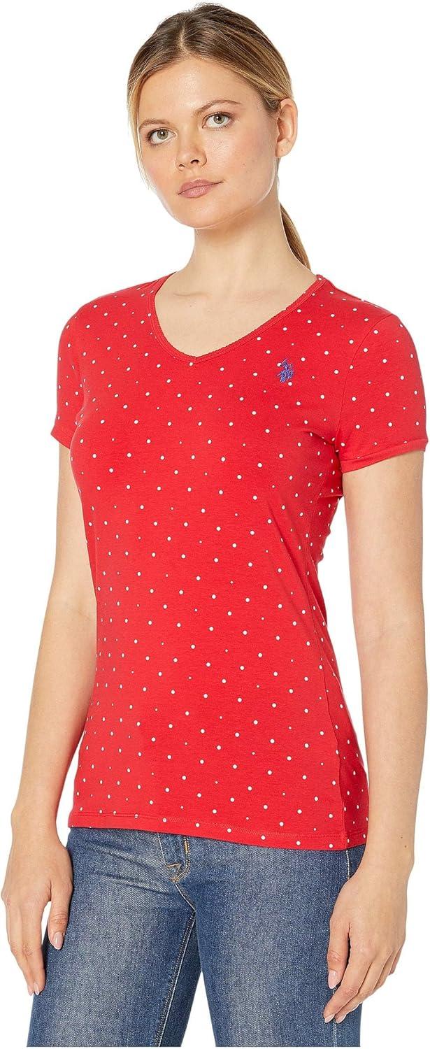 image:imageVNeck TShirt with DotsRacing Red 4970