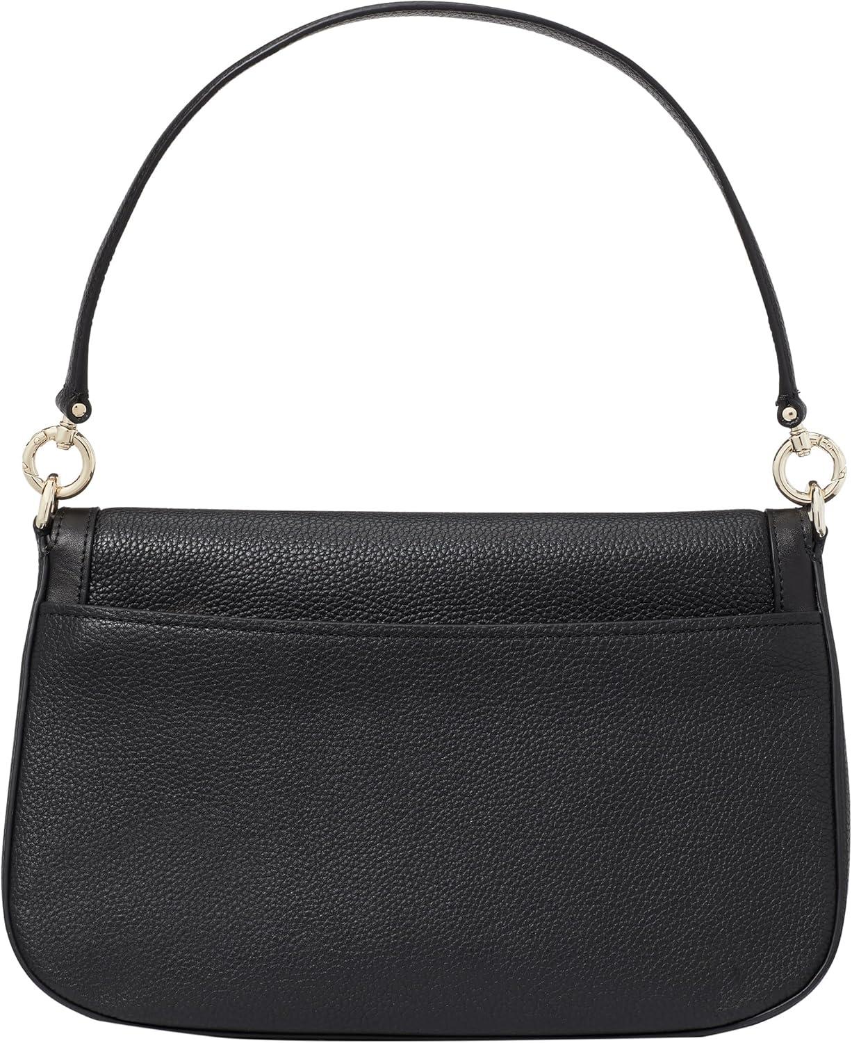 image:imagekate spade new york womens Hudson Pebbled Leather Flap Shoulder BagBlack