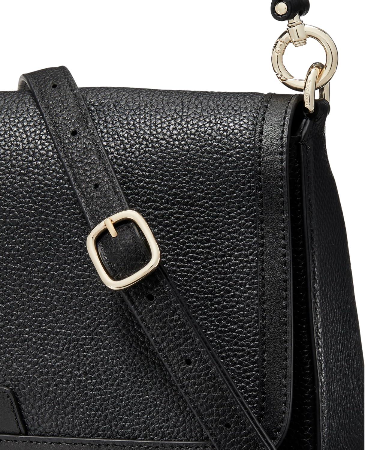 image:imagekate spade new york womens Hudson Pebbled Leather Flap Shoulder BagBlack