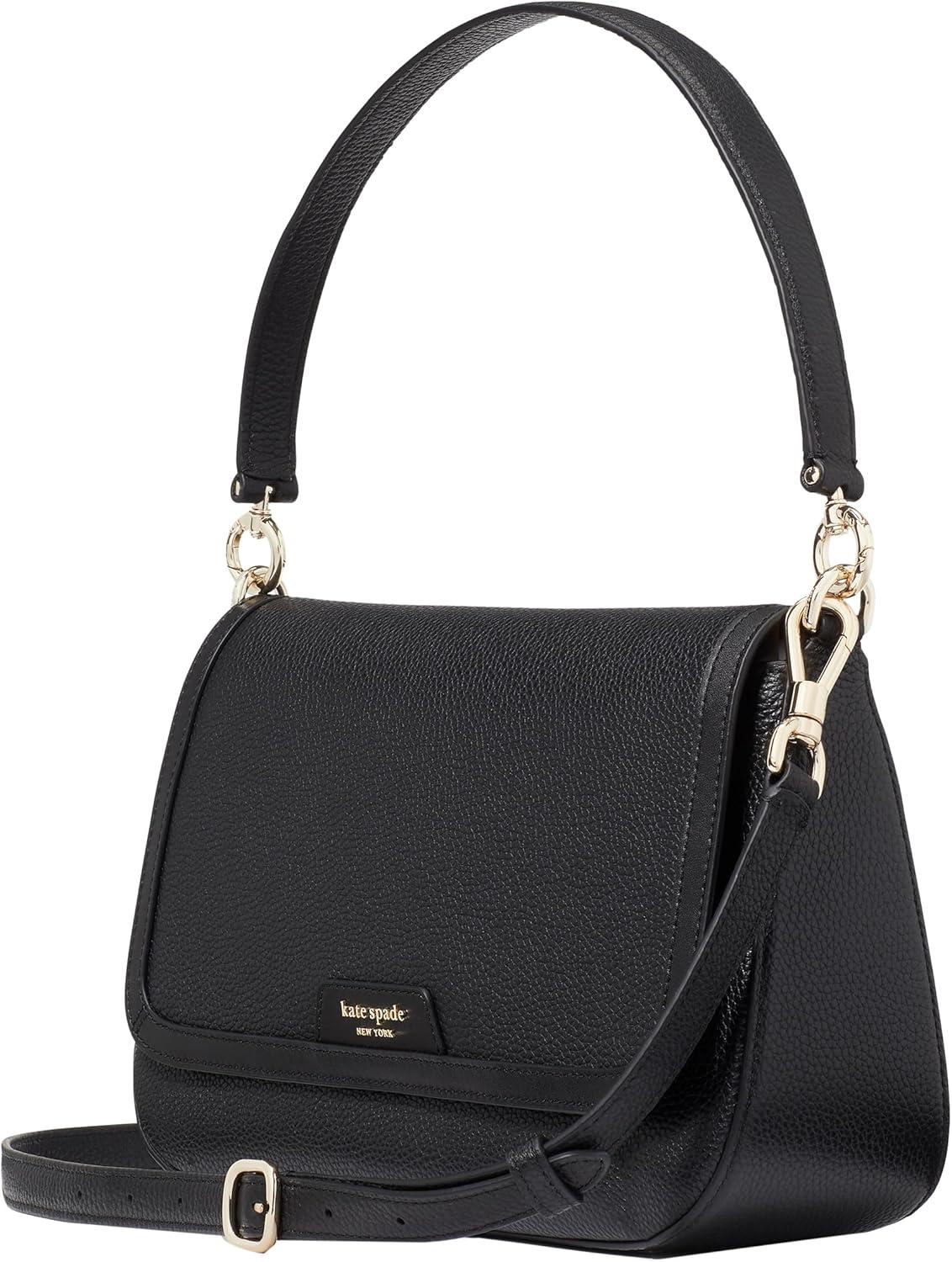 image:imagekate spade new york womens Hudson Pebbled Leather Flap Shoulder BagBlack