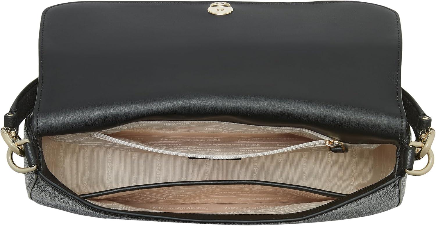 image:imagekate spade new york womens Hudson Pebbled Leather Flap Shoulder BagBlack