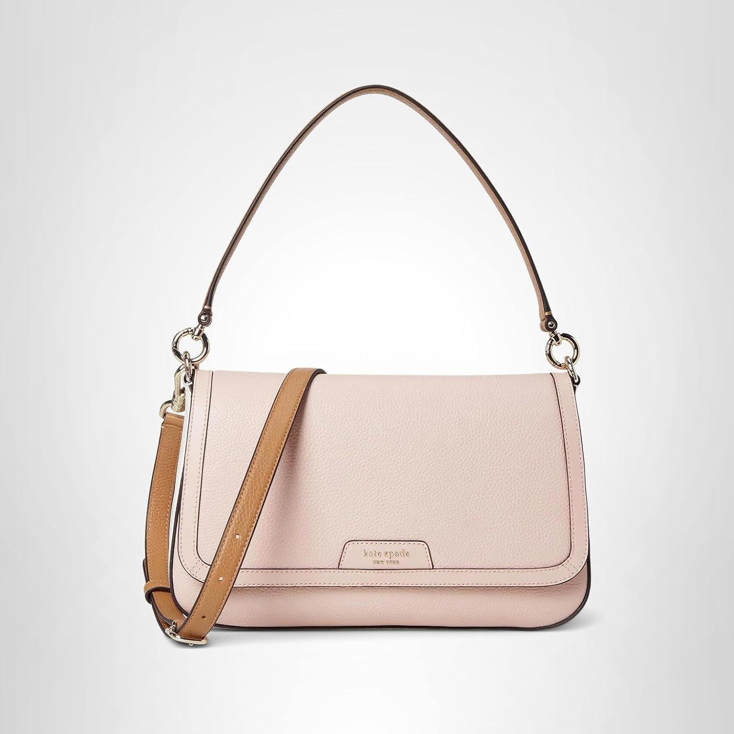 image:imagekate spade new york womens Hudson Pebbled Leather Flap Shoulder BagColorblocked Rose Smoke Multi