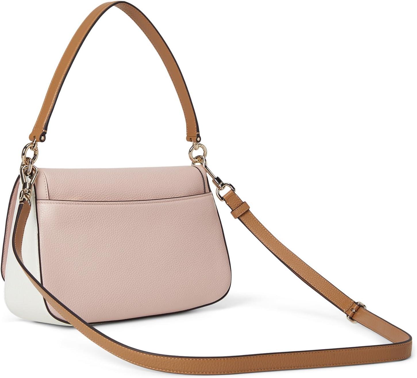 image:imagekate spade new york womens Hudson Pebbled Leather Flap Shoulder BagColorblocked Rose Smoke Multi