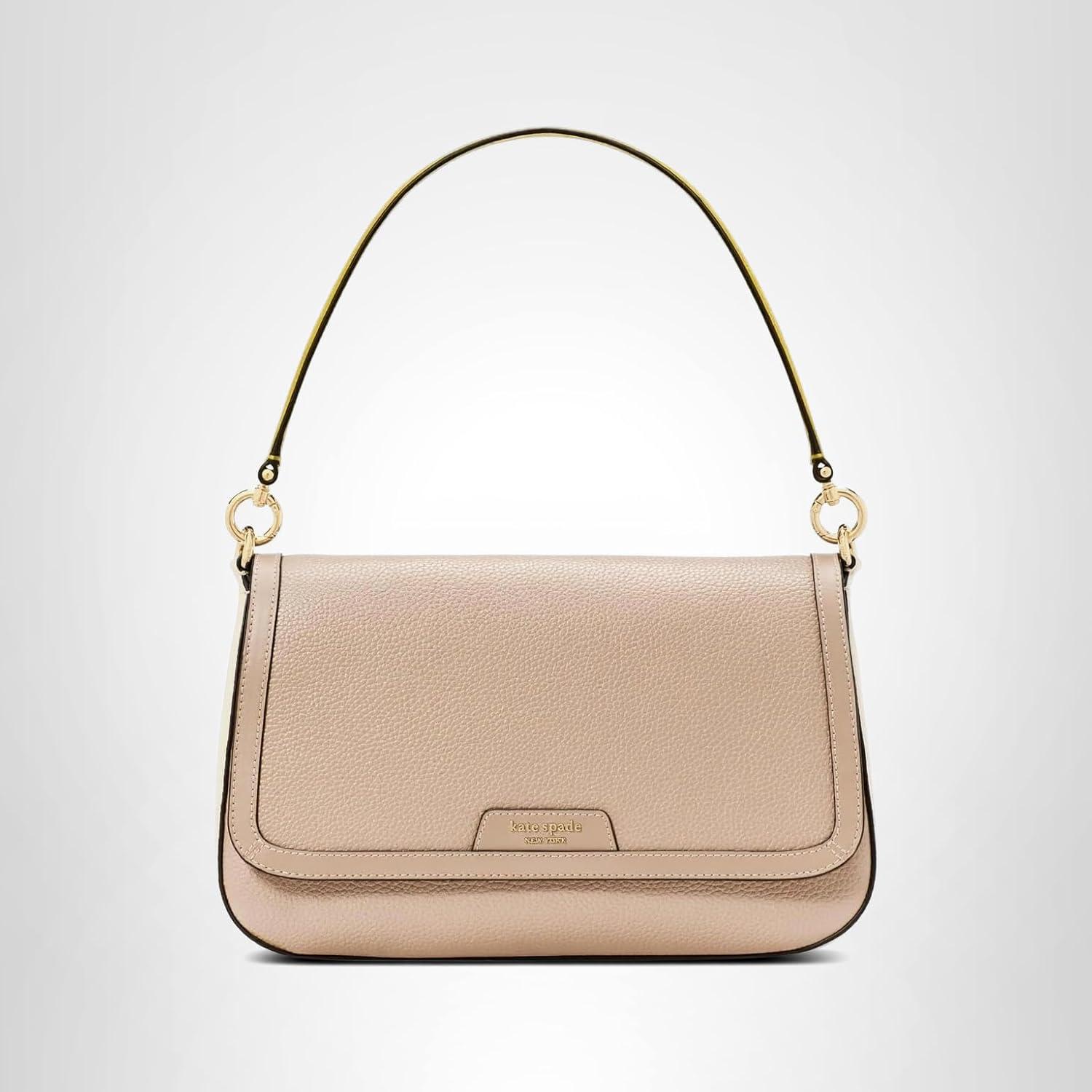 image:imagekate spade new york womens Hudson Pebbled Leather Flap Shoulder BagColorblocked Timeless Taupe Multi