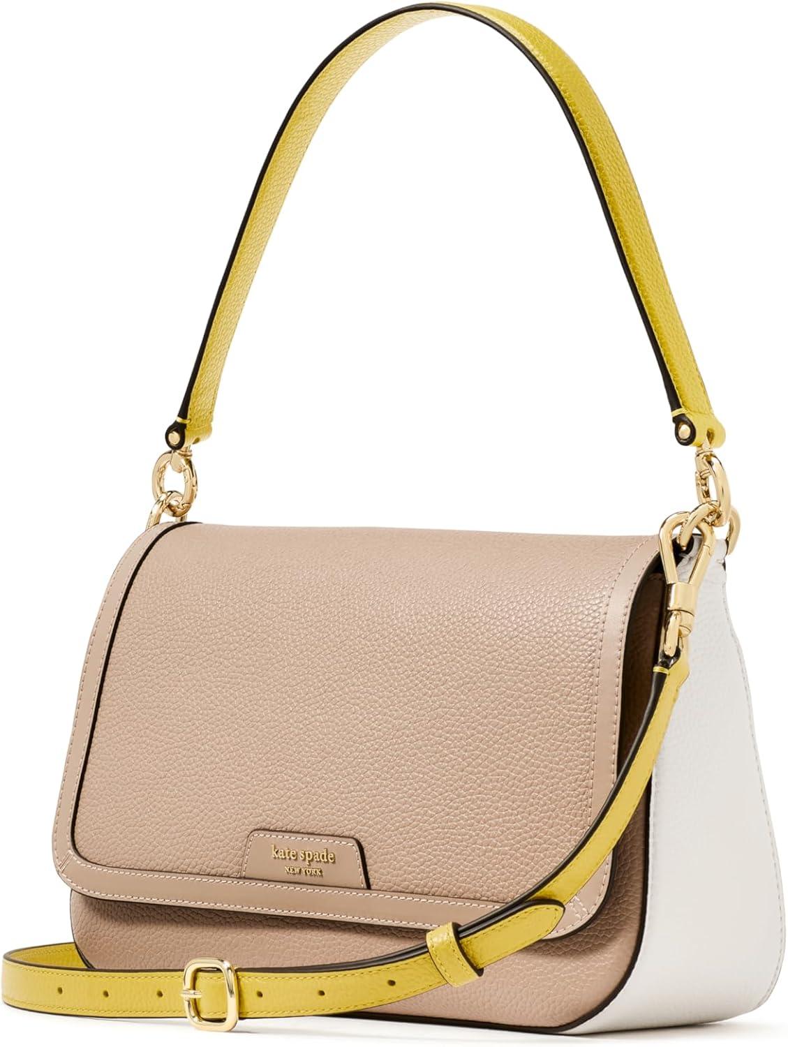 image:imagekate spade new york womens Hudson Pebbled Leather Flap Shoulder BagColorblocked Timeless Taupe Multi