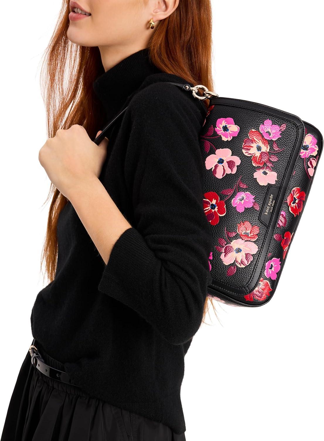 image:imagekate spade new york womens Hudson Pebbled Leather Flap Shoulder BagFall Poppies
