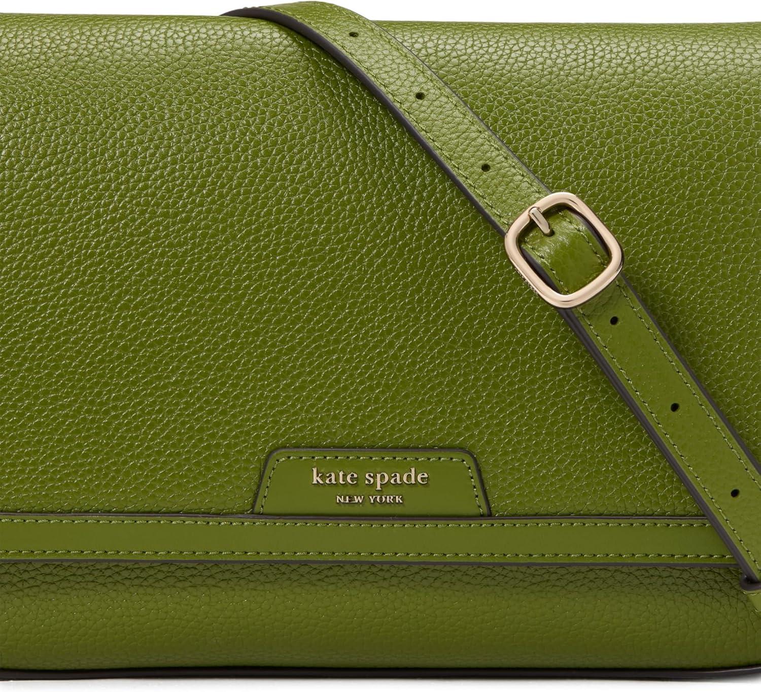 image:imagekate spade new york womens Hudson Pebbled Leather Flap Shoulder BagJungle Vine