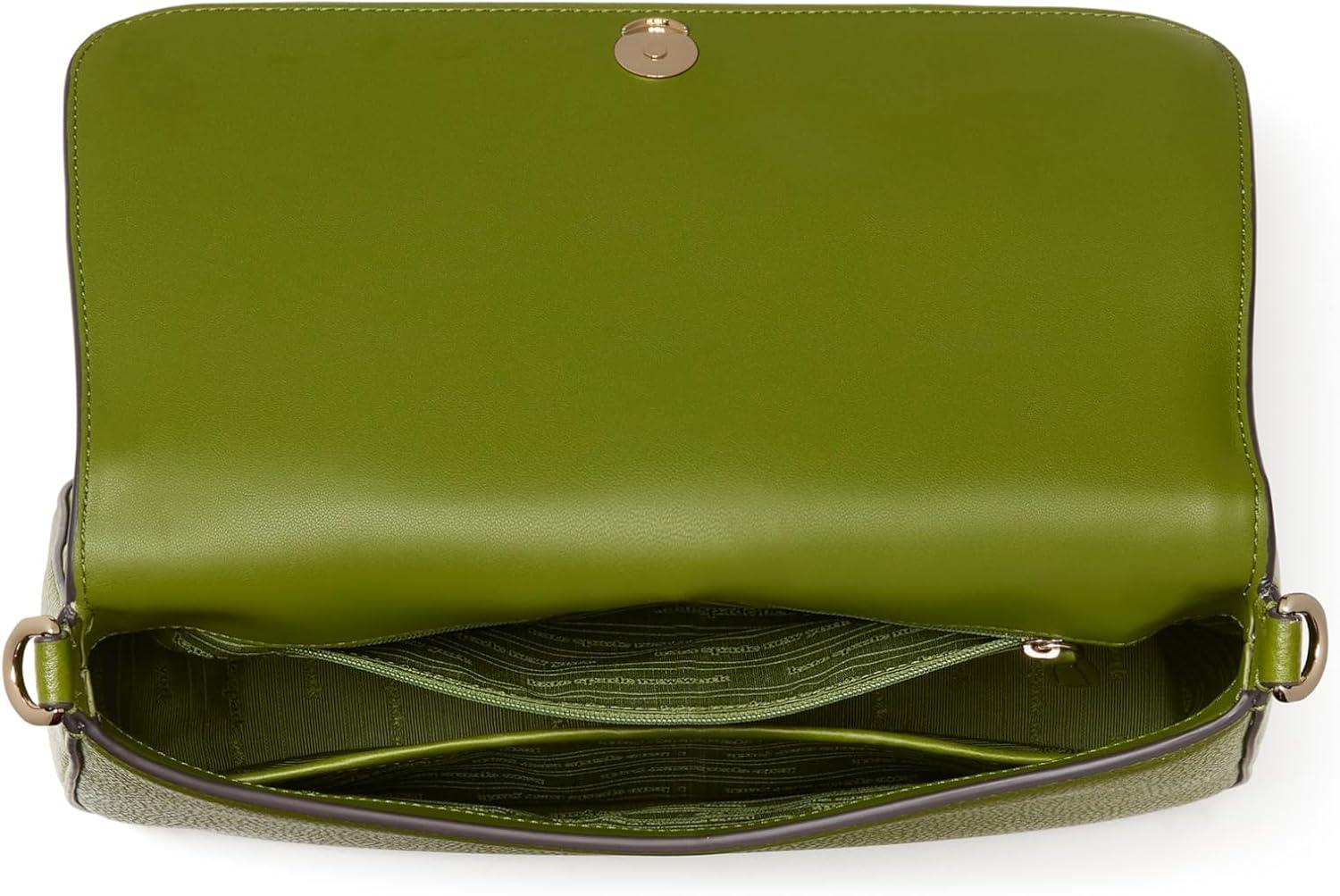 image:imagekate spade new york womens Hudson Pebbled Leather Flap Shoulder BagJungle Vine