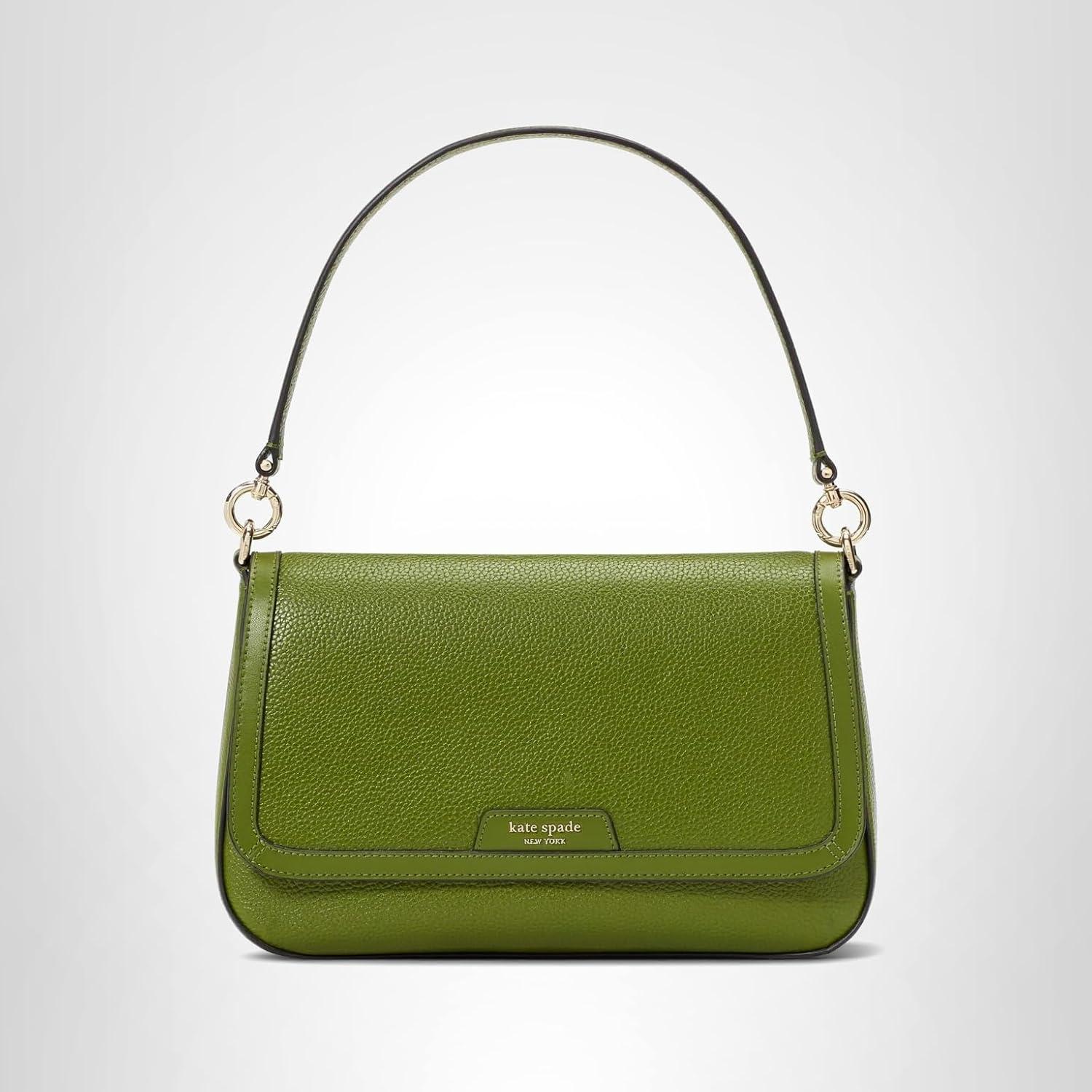 image:imagekate spade new york womens Hudson Pebbled Leather Flap Shoulder BagJungle Vine
