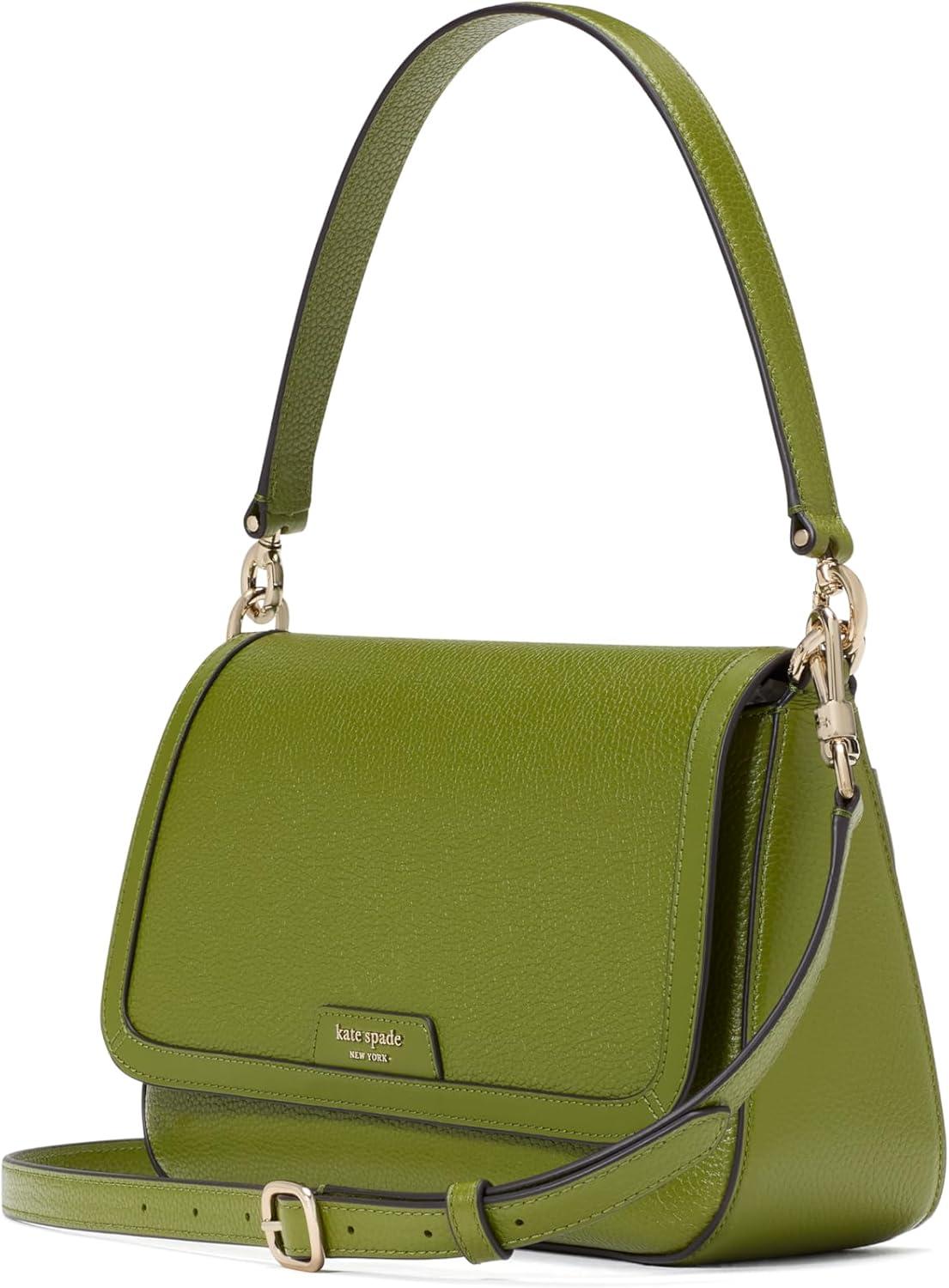 image:imagekate spade new york womens Hudson Pebbled Leather Flap Shoulder BagJungle Vine