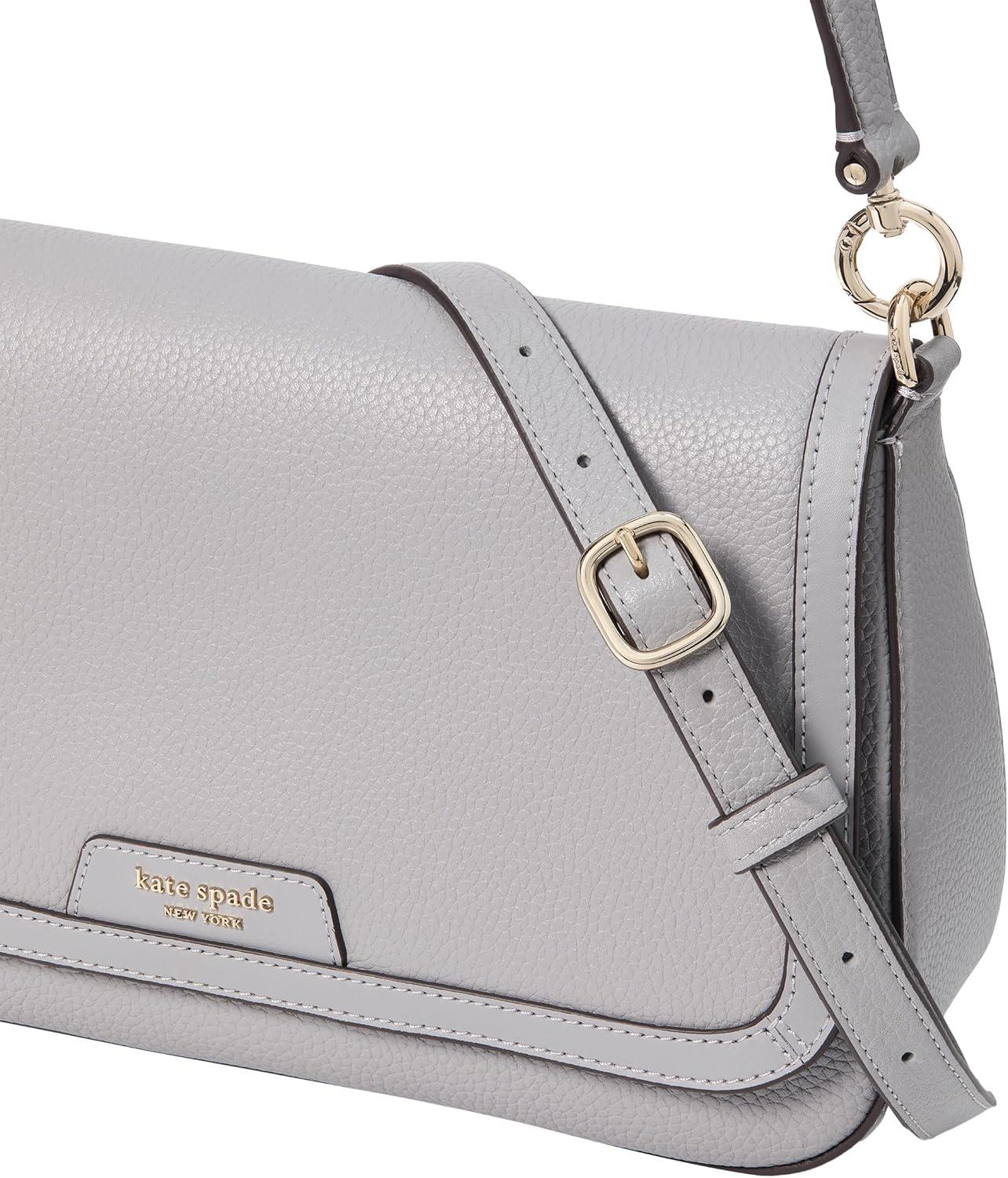 image:imagekate spade new york womens Hudson Pebbled Leather Flap Shoulder BagMountain Grey
