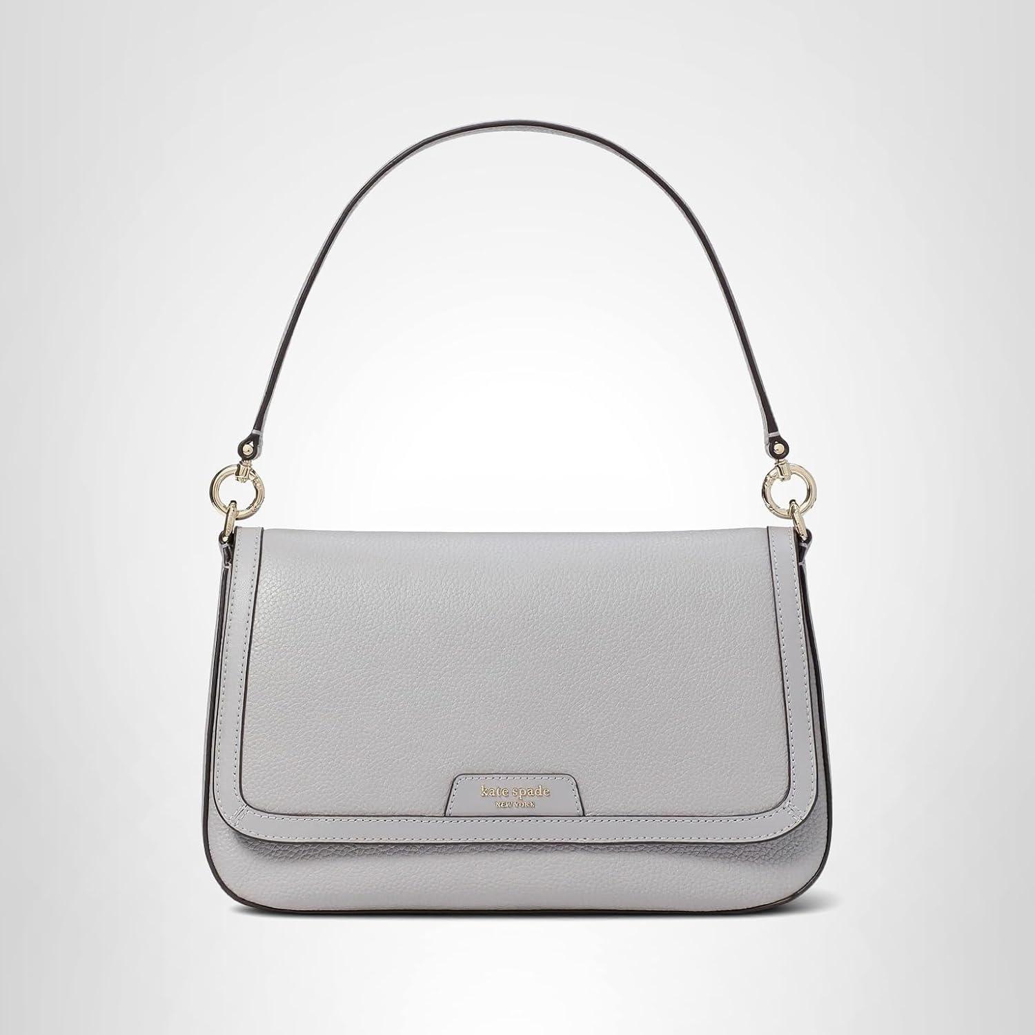 image:imagekate spade new york womens Hudson Pebbled Leather Flap Shoulder BagMountain Grey