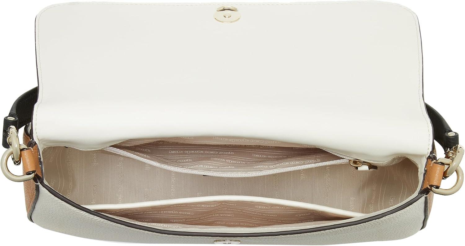 image:imagekate spade new york womens Hudson Pebbled Leather Flap Shoulder BagParchment Multi