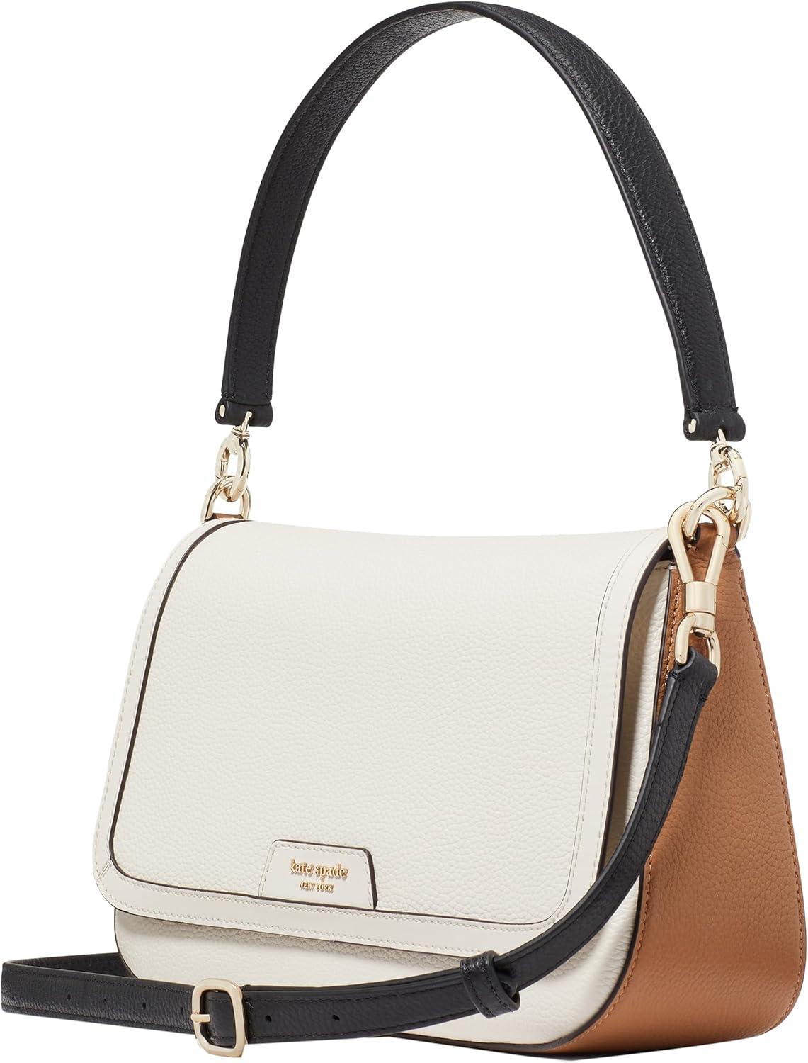 image:imagekate spade new york womens Hudson Pebbled Leather Flap Shoulder BagParchment Multi