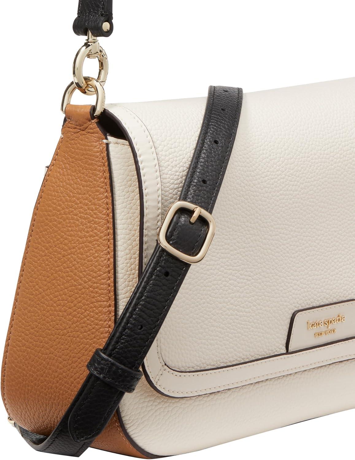 image:imagekate spade new york womens Hudson Pebbled Leather Flap Shoulder BagParchment Multi