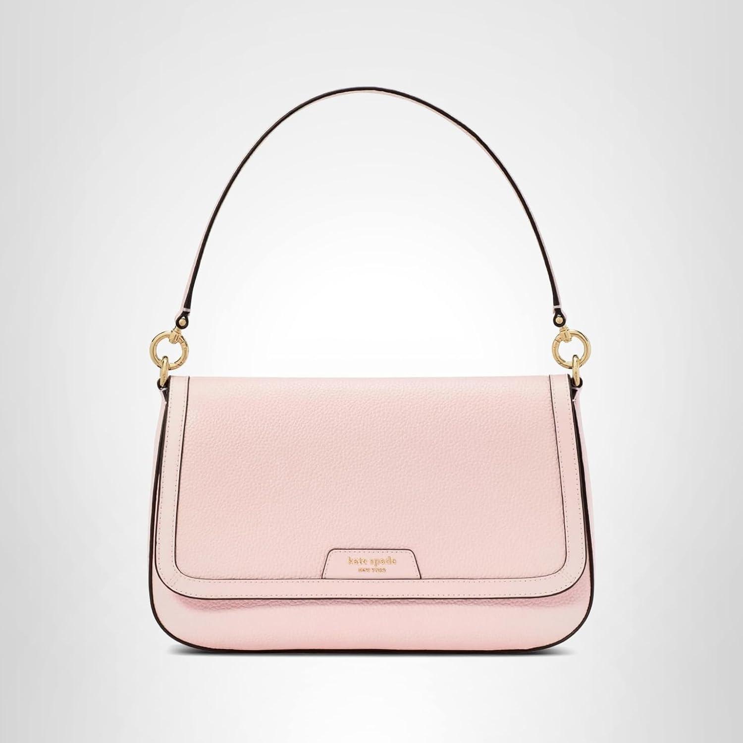 image:imagekate spade new york womens Hudson Pebbled Leather Flap Shoulder BagPastry Pink