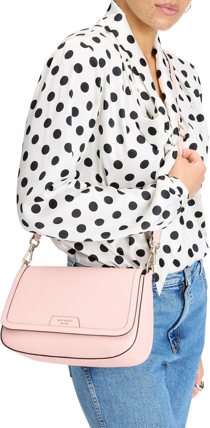 image:imagekate spade new york womens Hudson Pebbled Leather Flap Shoulder BagPastry Pink