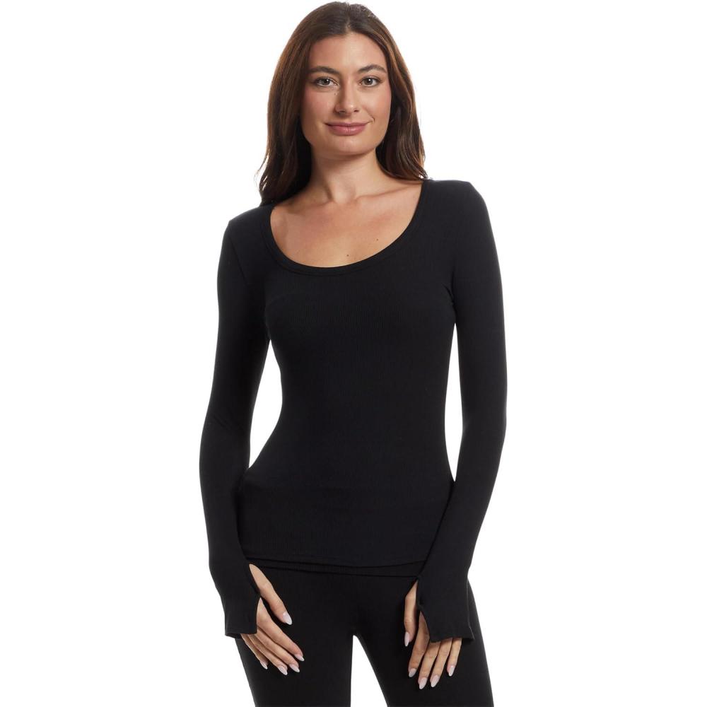 image:imageBarefoot Dreams Womens Ultra Soft Rib Long Sleeve TeeBlack