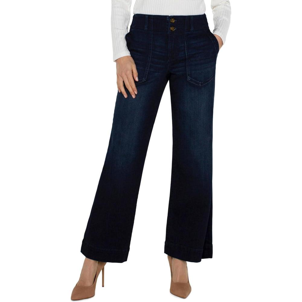 image:imageLiverpool Los Angeles Womens Patch Pocket MidRise Wide Leg Stretch Denim Summit Lake 8