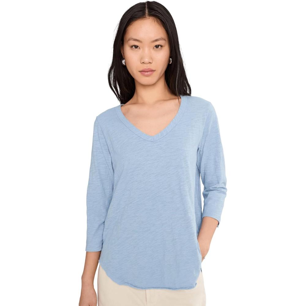 image:imageModODoc Womens 34 Sleeve VNeck Curved Hem Tee ShirtFrost