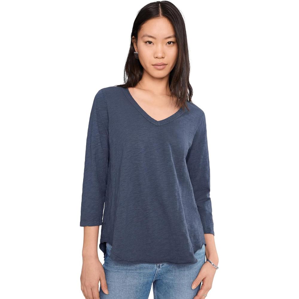 image:imageModODoc Womens 34 Sleeve VNeck Curved Hem Tee ShirtSailor Blue