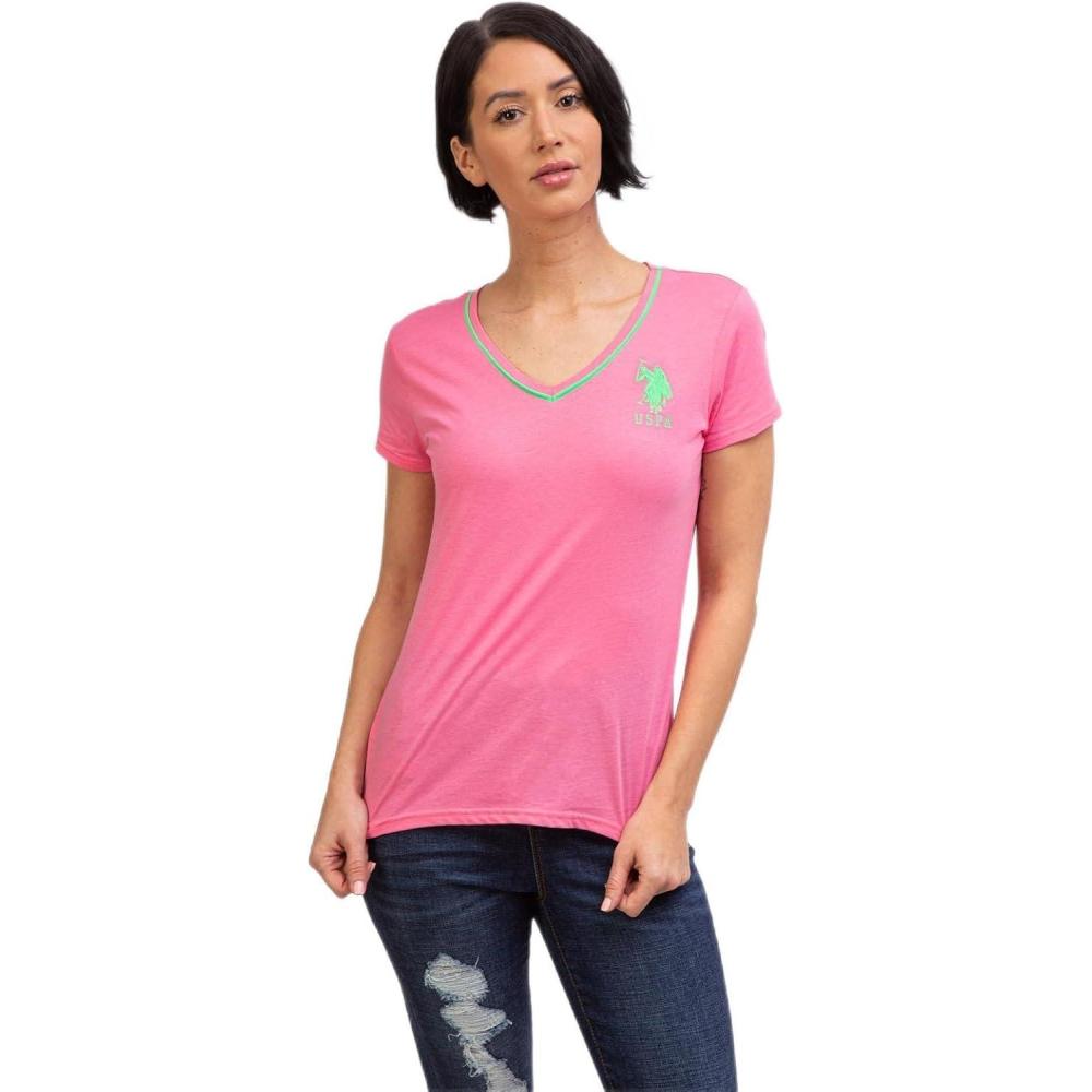 image:imageNeon VNeck Tee by US Polo AssnNew Pink