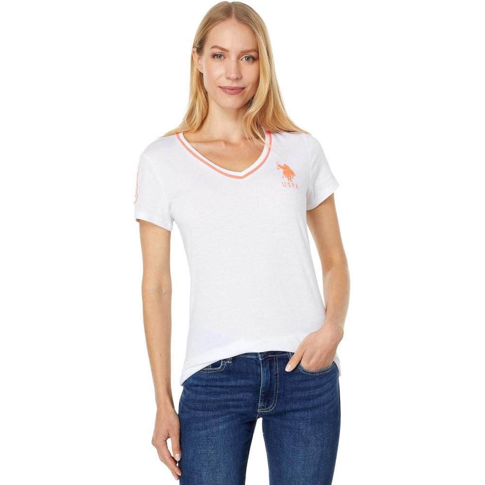 image:imageNeon VNeck Tee by US Polo AssnOptic White 1