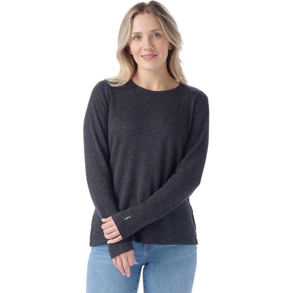 image:imageSmartWool Womens Thermal Merino Rib CrewCharcoal Heather
